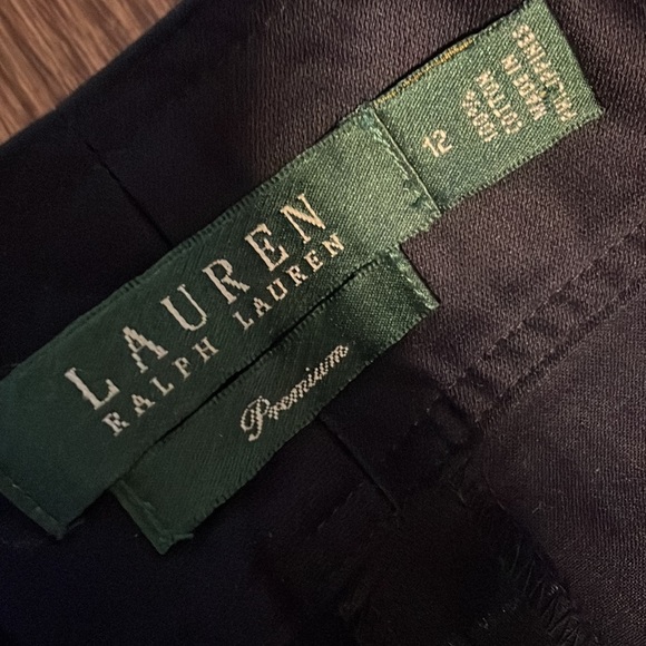 Lauren Ralph Lauren premium cotton pencil skirt navy front button zip closure 12 - Picture 6 of 9